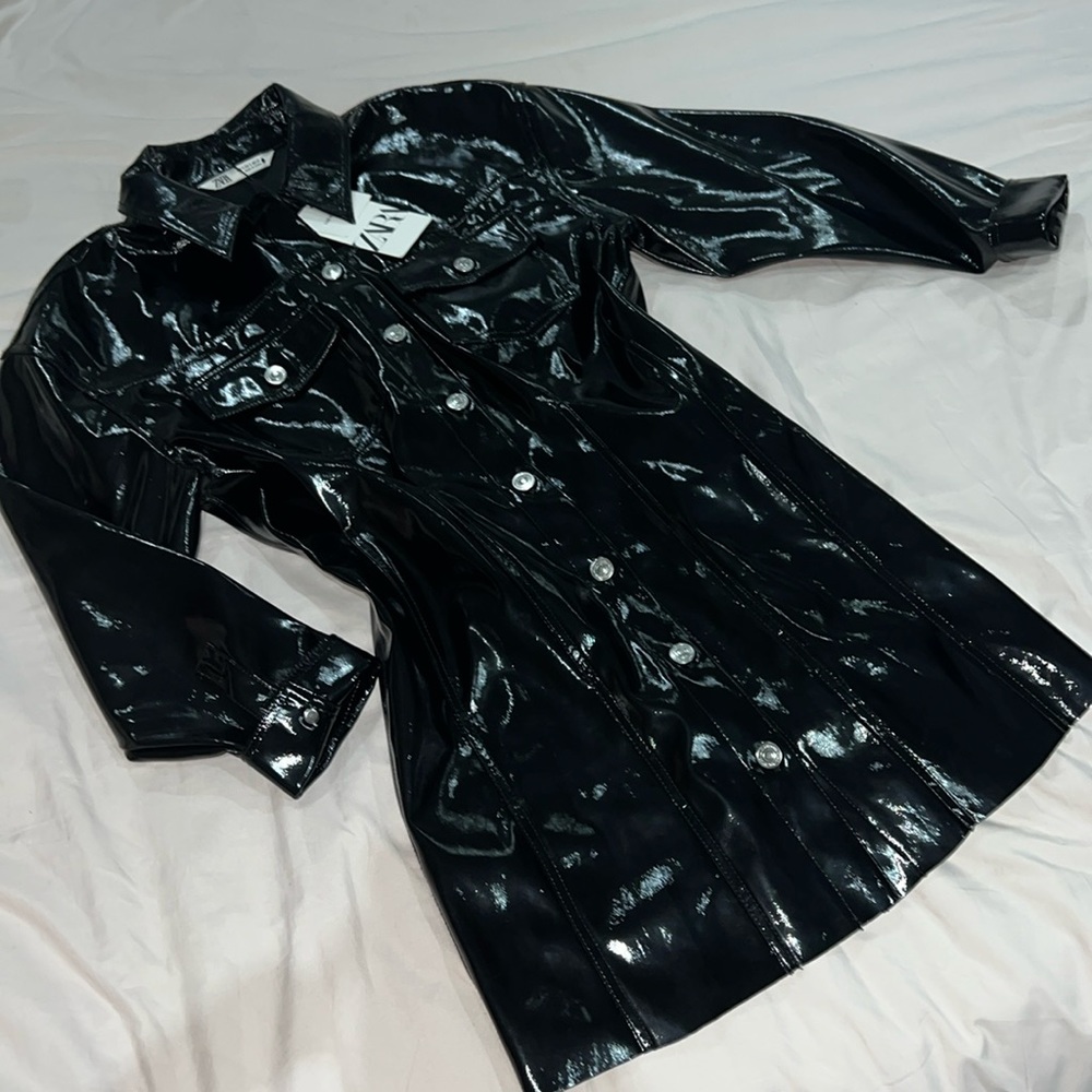 Zara black leather dress